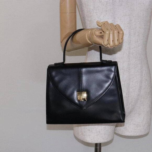 SAINT LAURENT Hand Bag Leather Black Gold Auth 130165V - Picture 1 of 16